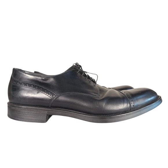 BOSS HUGO BOSS Other - HUGO BOSS Mens‎ Black Leather Cap Toe Oxford 10 Dress Shoes Made in Italy